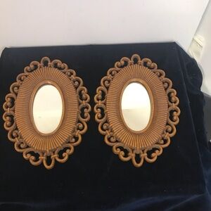 Vintage-Style Oval Wall Mirrors - Brown